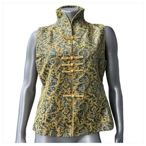 Summit Silks Floral Vest Yellow